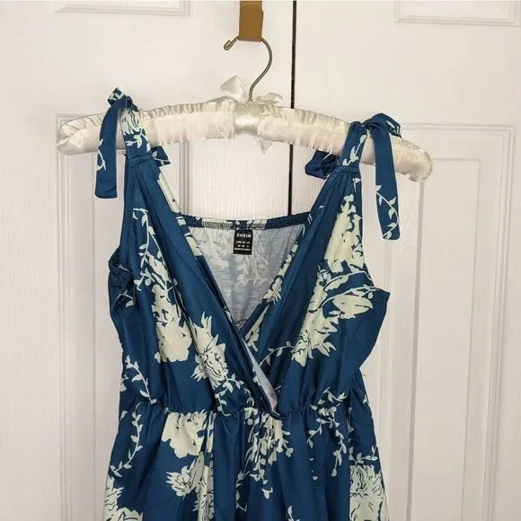 🌊HP🌊 Floral Print Tie Shoulder Ruffle Hem Cami Dress Medium - Picture 8 of 10
